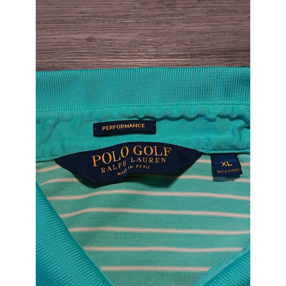 Polo Ralph Lauren Golf Men's Teal White Striped Performance Sea Island Shirt XL - Picture 3 of 7